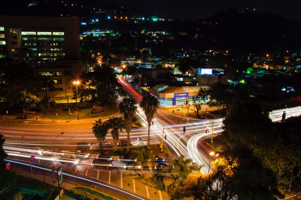 Time lapse photography of city street